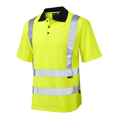 Image of Leo Workwear P01 Croyde Men Hi Vis Polo Shirt#L Yellow