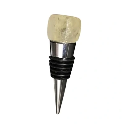 Image of VIE Metal Wine Bottle Stopper, Citrine
