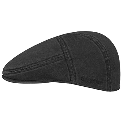 Image of Stetson Paradise Mens Cotton Peaked Cap Flat with Factor 40 UV Protection Men s Summer/Winter Ivy Black M (56 57 cm)