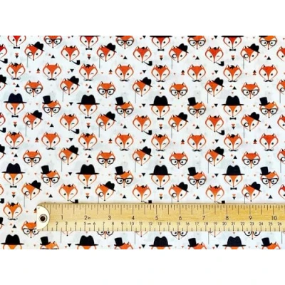 Image of Oddies 100% Cotton Poplin Fabric Fabulous Fox Print Craft Material by the Metre (CP0715IVO)