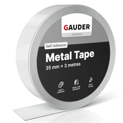 Image of GAUDER Self Adhesive Metal Tape Thin Strips for Magnets, Tonies® Figures &amp; Shelves Ferrous (3 m)