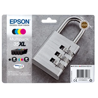 Image of Epson 35 Cyan Padlock Genuine Ink, Claria Photo HD Ink Cartridge,Black/Yellow/Magenta/Cyan,XL High Capacity