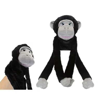 Image of Plush Black &amp; Gray Gripper Gorilla Full Body Hand Puppet 65cm (1 Pc.) Perfect for Interactive Storytelling Creative Play