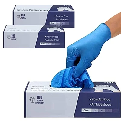 Image of Surgicals Powder Free Nitrile Gloves, Food Grade, Hand Disposable Gloves 200 Count Blue (200, Medium)