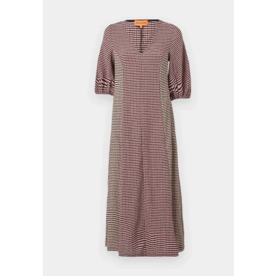 Image of Stine Goya Patchwork Three Quarter Sleeve MIDI Dress Jersey dress, Women&#039;s, Size: XS, Pink/black