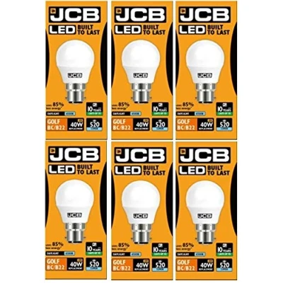 Image of JCB LED 6 X 6w = 40w BC/B22 Golf Ball Bulbs Bayonet Cap 520lm Daylight 6500k Non Dimmable [Energy Class A+]