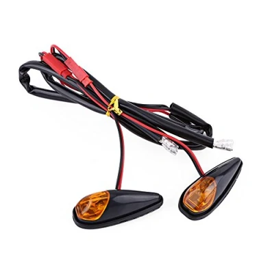 Image of Motorcycle Flush Mount LED Turn Signal Light, 2 pcs/pair Universal Motorbike Indicator Lamp Amber Light Front Rear Blinker Indicators, Black Shell 12V
