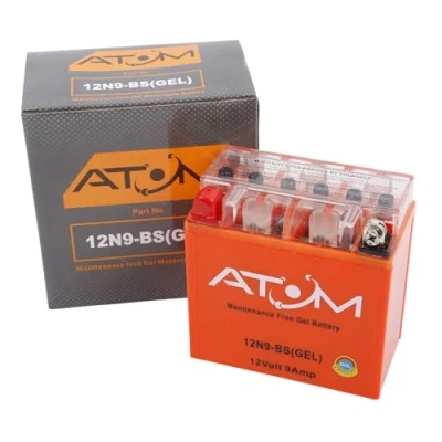 Image of YB9 B Atom Gel Motorcycle Battery Factory Sealed 12V 9Ah