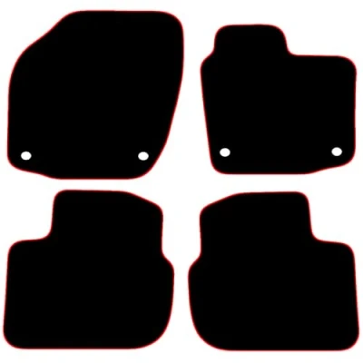 Image of Carsio Carpet Car Mats For Seat Toledo 2012 Onwards 4 Piece Set Tailored Fit Floor Mat Complete Accessory Black Custom Fitted All Weather, Anti Slip Backing &amp; Red Trim