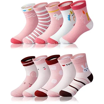 Image of Adorel Girls Socks Odd Multipack Ankle Cotton Pack of 10 Pink Bunny 5 7 Years (Manufacturer Size: L)
