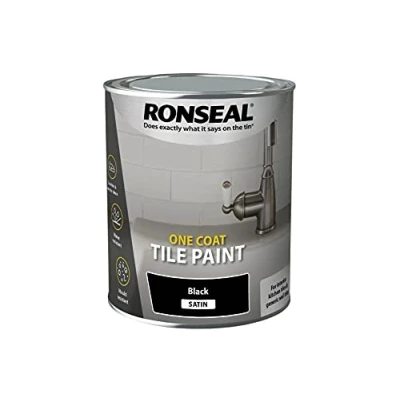 Image of Ronseal One Coat Tile Paint Black Satin 750ml,RSLOCTPBS750