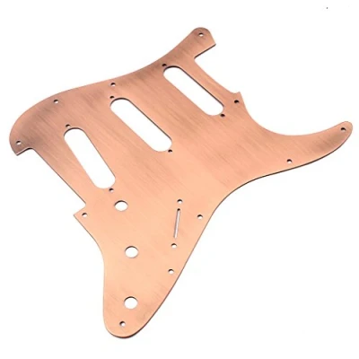 Image of Alnicov SSS 11 Hole Strat Metal Guitar Pickguard Aluminum Scrach Plate for USA/Mexican Standard Modern Style Guitar,Bronze