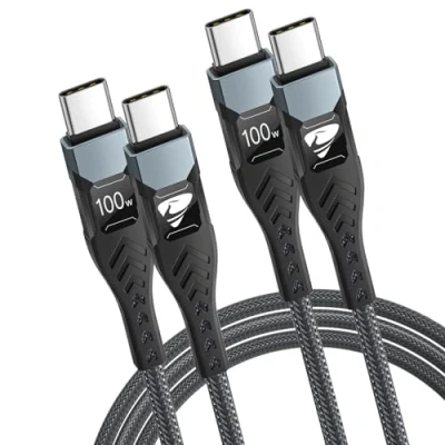 Image of USB C to C, 100W 5A Fast Charging Cable [2M/2Pack] Type Charger Charge Lead Usbc for iPhone 15 16 Pro Max Plus iPad Pro/Air MacBook Samsung Galaxy S23 S22 Ultra S21 S24