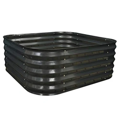 Image of Selections Corrugated Metal Raised Bed Garden Planter in Dark Grey