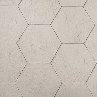 Image of SOPHIE LAURENCE Hexagon Designer Wallpaper Geometric Grey Brown Mix Taupe Brick Tile Wall Effect Textured Thick Solid Heavy Duty Paste The