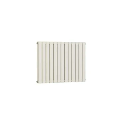 Image of VeeBath Rennes White Low Carbon Mild Steel Horizontal Oval Double Panel Mirror Bathroom Heating Radiator 600 x 770mm