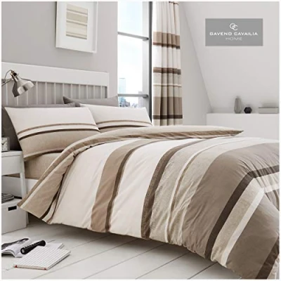 Image of Gaveno Cavailia Luxurious HUDSON Bed Set with Duvet Cover and Pillow Cases, Polyester Cotton, Natural, King
