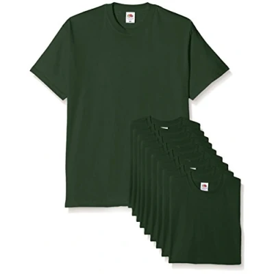 Image of Fruit of the Loom Men&#039;s Original T. T Shirt Pack 10, Bottle Green, Small