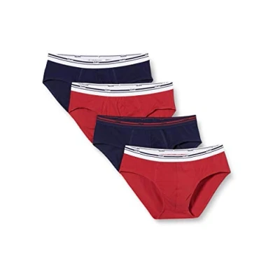 Image of DIM Men&#039;s Classic Cotton Stretch x4 Brief, Blue/Red, L