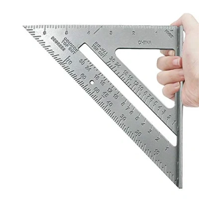 Image of Square, Measure Triangle Aluminum Alloy Roofing Square 7&quot; Rafter Angle Guide Protractor Miter Framing Measurement Carpenter Measuring Tool
