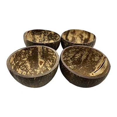 Image of VIE Gourmet Coconut Bowl, Natural Textured Finish, Small 8 10cm, 4 Pack, Multicolor, One Size, UK VG 0006 COCO RGH SMLX4