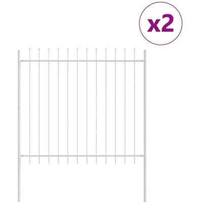 Image of vidaXL Garden Fence with Pointy Top White 3.4 x 1.5 m Made of Steel