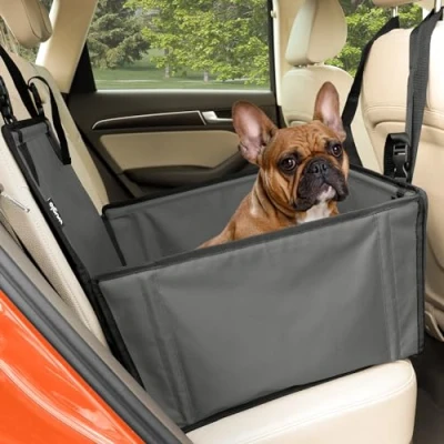 Image of Extra Stable Dog Car Seat Reinforced for Medium Sized Dogs with 4 Fastening Straps Robust and Waterproof Pet the Back of (S Size, Grey)