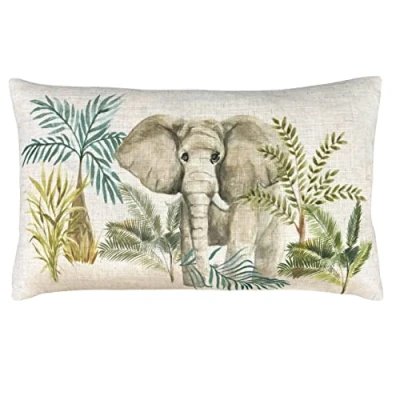 Image of Evans Lichfield Kenya Polyester Filled Cushion, Polyester, Elephant,30 x 50cm