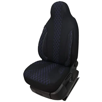 Image of Seat Covers for Drivers and Passengers Compatible with Motorhome Pössl Weinsberg Knaus Adria Dethleffs Fendt Carthago Bürstner Eura Mobile Pilot Laika Kabe Chausson Hobby PL406 (Black/Blue)