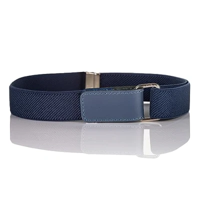 Image of Olata Children’s Stretch Elasticated Belt with Adjustable Hook and Loop Fastening 5 12 years. Dark Blue