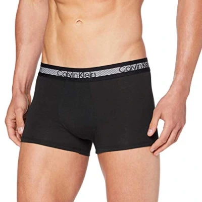 Image of Calvin Klein Mens Fitted Trunk Boxers Black Cotton Size Small