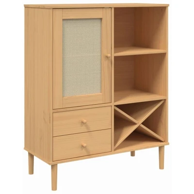 Image of vidaXL Highboard SENJA Rattan Look Brown 90x40x112cm Solid Wood Pine