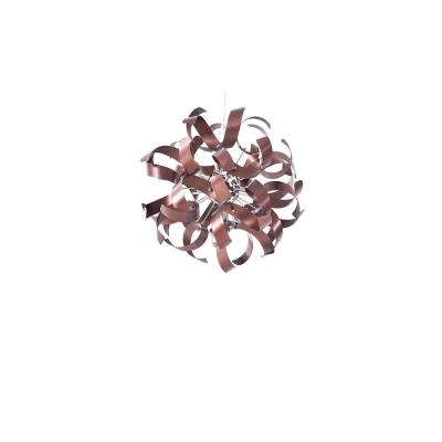 Image of Lucande hanging light Kaelor, Ø 46 cm, copper coloured, aluminium