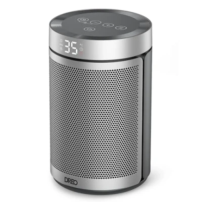 Image of Dreo Electric Heater, 1500W Energy Efficient Space Silent Room Portable Ceramic Fan Heaters, Thermostat 3 Modes 12H Timer, Overheat &amp; Tip Over Protection, for Bedroom, Atom 316, Silver