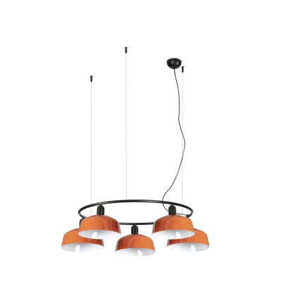 Image of Tatawin Medium Pendant Ceiling Light Black, Gloss Reddish Orange 5x E27