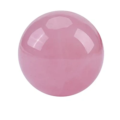 Image of Natural Pink Rose Quartz Crystal Ball, Massage Stone Sphere Ball Room Decor Healing Balancing Chakra