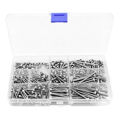 Image of Yuhtech 440PCS Bolts and Nuts Set M3 Stainless Steel Hex Socket Button Head Cap Screws Assortment Kit + 2 wrenchs