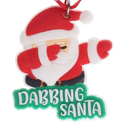 Image of Dabbing Santa Funny Hanging Christmas Tree Decoration Silicone Ornament Novelty Bauble Stocking Filler Secret Colourful Multicoloured Small Gift