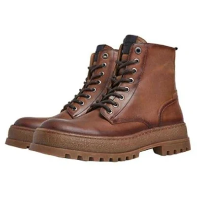 Image of Pepe Jeans Lincoln TOP Laceup ankle boots, Men&#039;s, Size: 6, Cognac brown Leather
