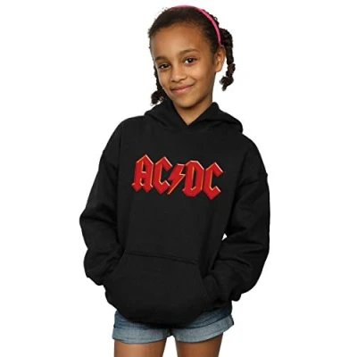 Image of ACDC Girls Red Logo Hoodie Black 12 13 Years