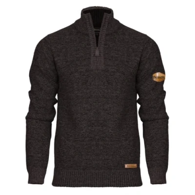 Image of Bench Mens 1/4 Zip Jumper Fleece Lined Warm Winter Pullover Funnel Neck Premium Quarter Sweater Knitwear Black Charcoal Marl S