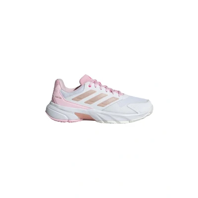Image of adidas Women&#039;s Courtjam Control 3 Tennis Shoes, Cloud White/Silver Metallic/Lucid Pink, 9 UK