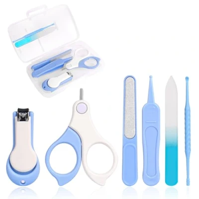 Image of Vicloon Baby Nail Kit, 6Pc Clippers, Care Tool, Set Manicure Include Nails Clipper, Rounded Scissor, Earpick, File and Tweezer for Newborn, Infant Toddler
