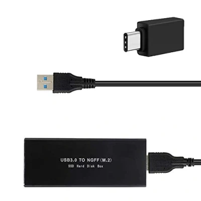 Image of EasyULT M.2 NGFF SSD Enclosure, SATA Enclosure Support All B and + M key Caddy with USB 3.0 Cable, Not PCIE/NVME/M SSD, OTG Adapter