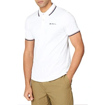 Image of Ben Sherman Mens Short Sleeved Regular Fit Signature White Polo Shirt