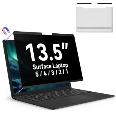 Image of Magnetic 13.5 Inch Surface Laptop Privacy Screen for Microsoft 5/4/3/2/1, Removable Film Anti Spy Filter Black Security Protector, Glare Blue Light Shield Matte Guard