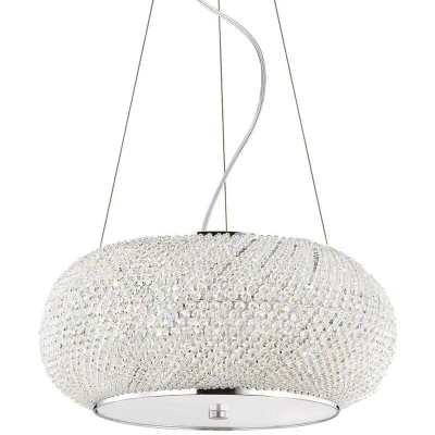 Image of Pasha&#039; 6 Light Ceiling Pendant Chrome with Crystals, E14