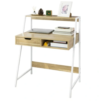 Image of SoBuy® FWT63 N, Home Office Table Desk Computer Workstation with Storage Shelf