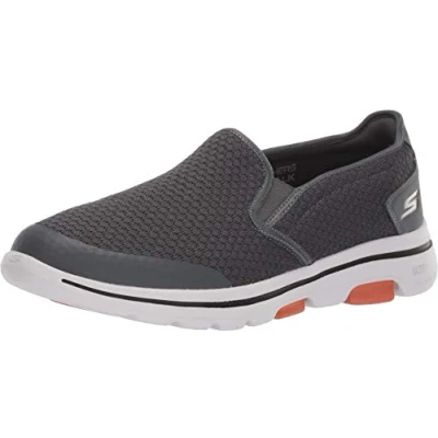 Image of Skechers Men&#039;s GO Walk 5 APPRIZE Slip On Trainers, Charcoal Textile/Synthetic/White Trim, 14 UK