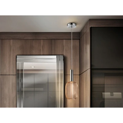 Image of Micrón Petit Hanging Bright Gold Mesh Chrome LED Pendant, 450lm 3000K
